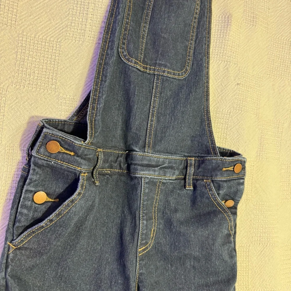 Crazy 8 sleeveless bib, overalls, kids size 10‎ dark denim tapered leg